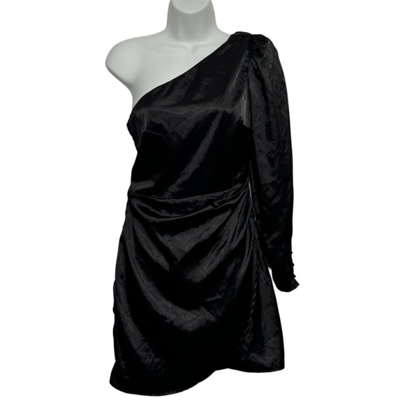 Altar’d State black one shoulder satin mini dress size small - Picture 1 of 7